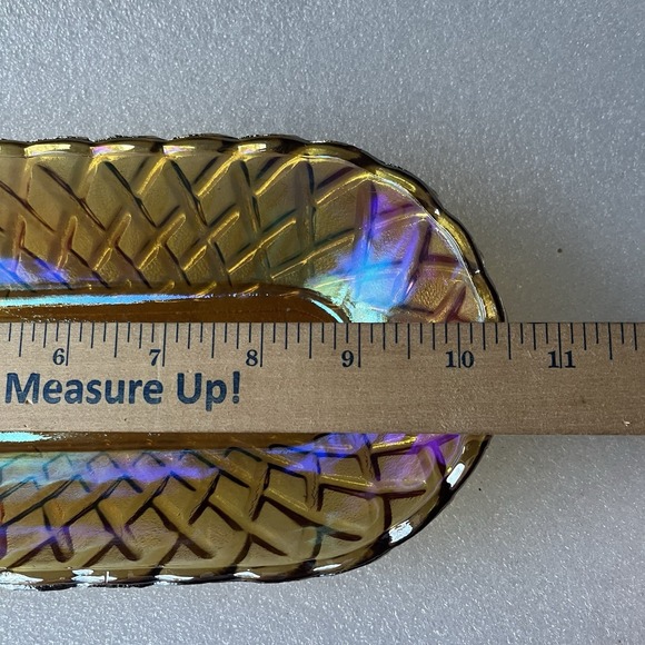 Indiana Glass Company Pretzel Basket Weave Oval Iridescent Celery Relish Dish - Picture 6 of 6